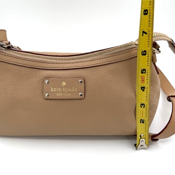Kate Spade New York Pebbled Leather Crossbody Bag Taupe Beige Gold Hardware - Picture 11 of 11